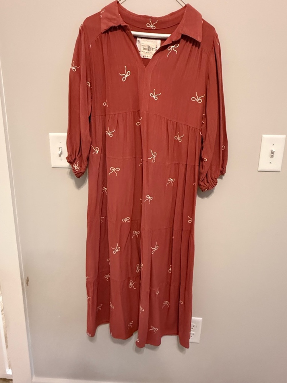 Umgee Maxi Dress with Bow Embroidery